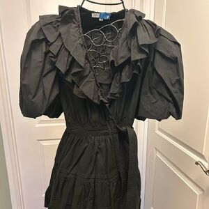 Elegant Black Ruffle Mini Dress